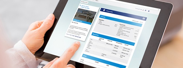 Person looking at new research and insights tab in MyBMT on tablet