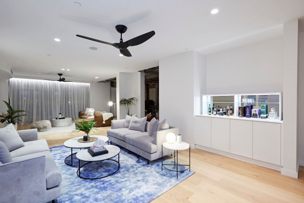 Courtney and Hans' living and dining area on The Block 2018