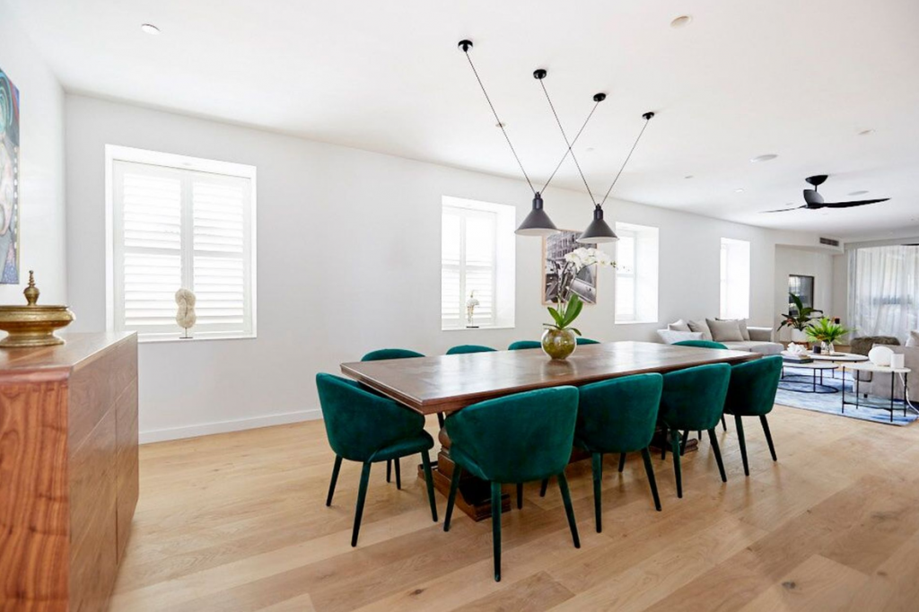 Courtney and Hans' living and dining area on The Block 2018