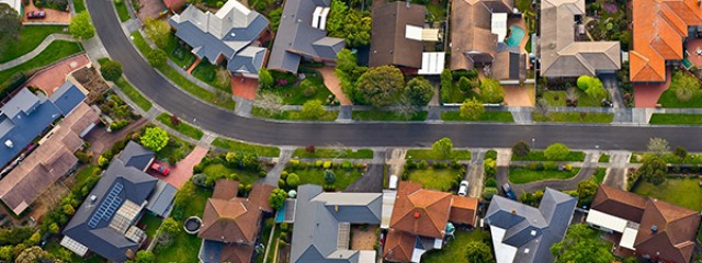 Aerial shot of suburb