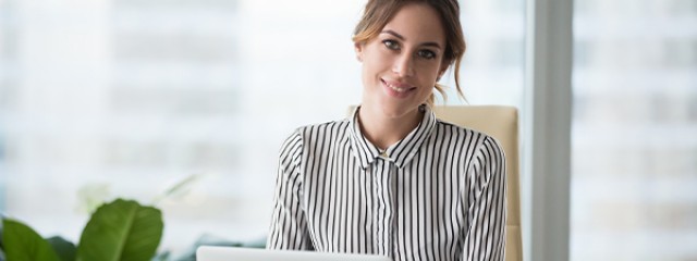 Woman using e-conveyancing